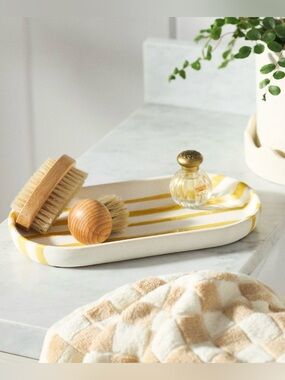 Anthropologie Striped Ceramic Bath Tray, NIP